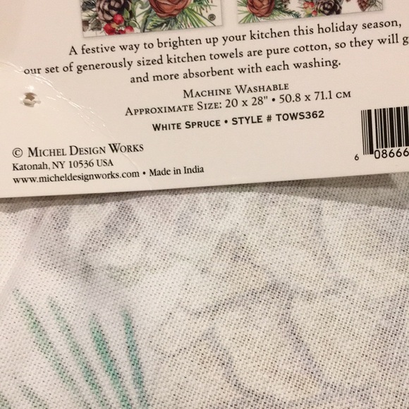 Michel Design Works Winter Pine Botanical Floral Cotton Kitchen Towel NWT - Picture 13 of 16